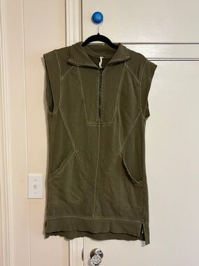 Daily Practice Anthropologie Sleeveless Olive Green Zip-Front Dress